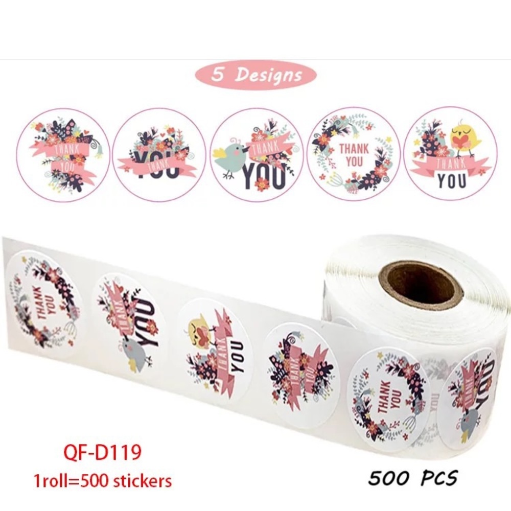 I Inch 500PCS Custom Thank You Label Sticker Roll